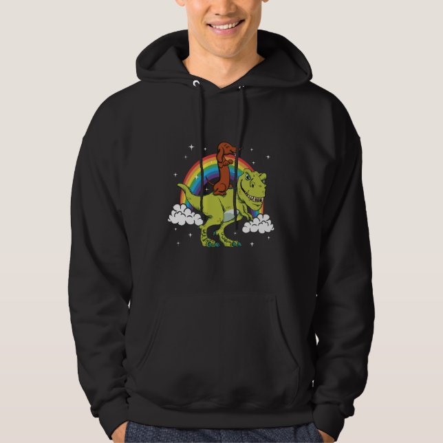 Moletom T Rex Riding Dachshund Dog Amp Presente (Frente)