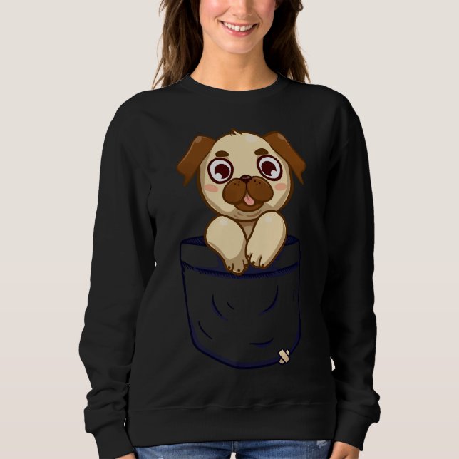 Moletom T-Shirt 948 Essencial Pocket Cute Pug (Frente)
