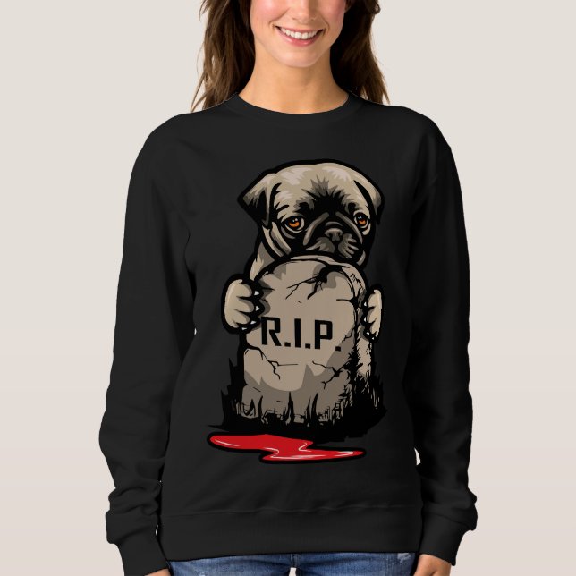 Moletom T-Shirt Clássico com Pedra Clássica de Cute Pug 95 (Frente)