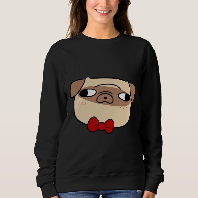 Moletom T-Shirt Clássico De arco Tie Pug Face 598 (Frente)