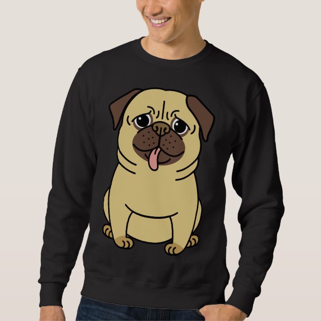 Moletom T-Shirt Clássico de Pug Cuto 246 (Frente)