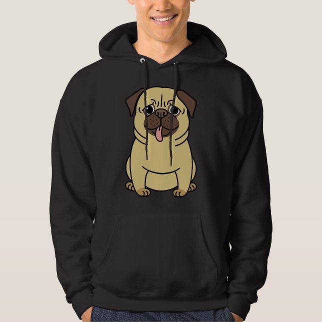 Moletom T-Shirt Clássico de Pug Cuto 246 (Frente)