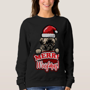 Moletom T-Shirt Clássico de Pug de Papais noeis de Natal 9