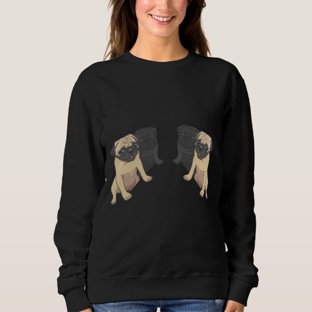 Moletom T-Shirt Clássico de Pugs Pretos e Fawn 160 (Frente)