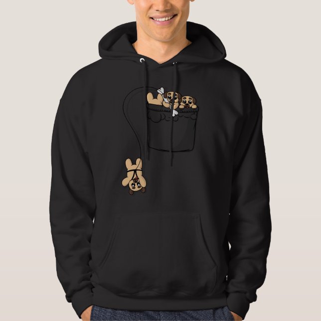 Moletom T-Shirt Clássico Pugs Pocket Cute (Frente)