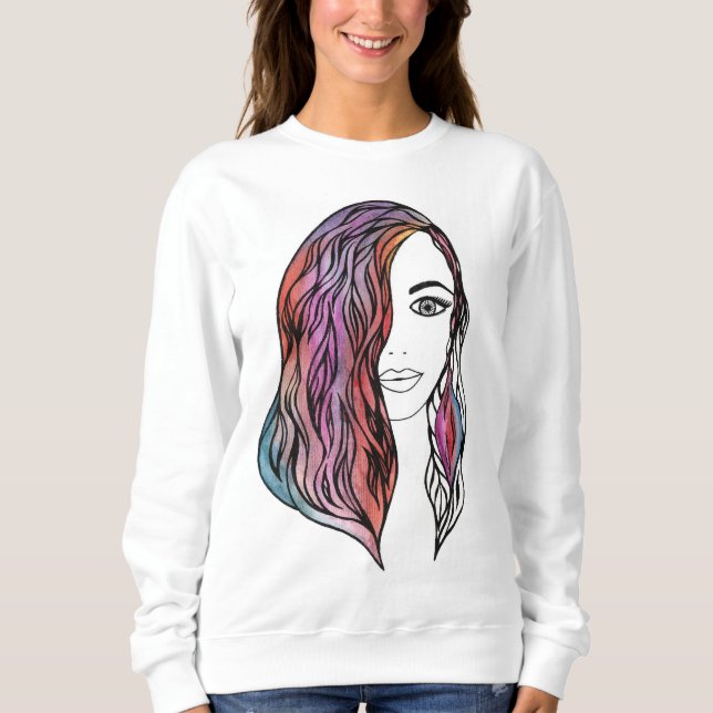 Moletom T-shirt de mulheres bonitas com uma fotografia (Frente)