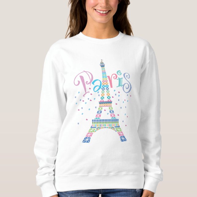 Moletom T-shirt dos confetes da torre Eiffel (Frente)