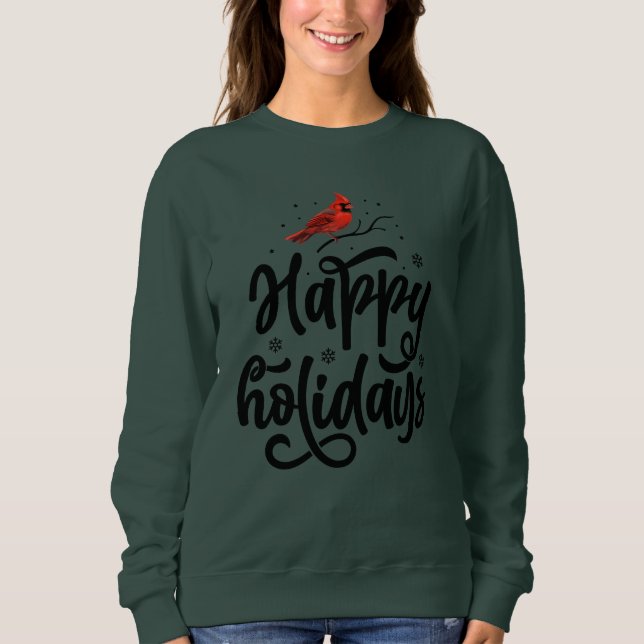 Moletom T-Shirt Red Bird Happy Holidays (Frente)