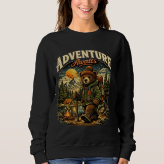 Moletom T-ShirtAdventure Awaits Vintage Bear Hiking Hoodie