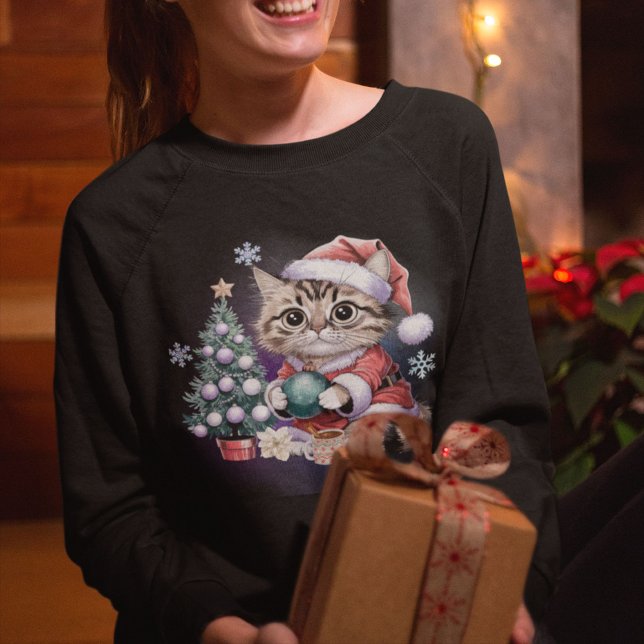 Moletom Tabby Cat Papais noeis (tabby cat christas sweatshirt)