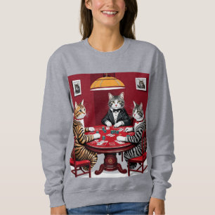 Moletom Tabby Cats Reproduzindo Poker