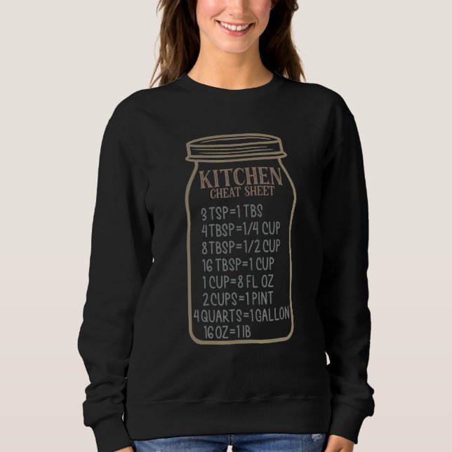 Moletom Tabela de Conversão de Cozinha Gráfico de Culinári (Frente)