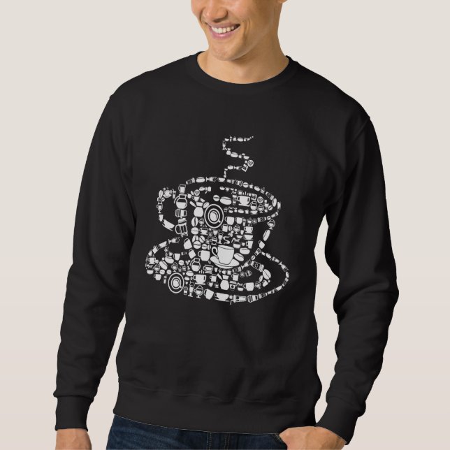 Moletom Taça De Café Silhuette Cheia De Coisas De Café (Frente)