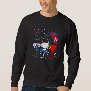 Moletom Taças De Vinho Tinto Vinho Azul Bandeira Dos EUA 4