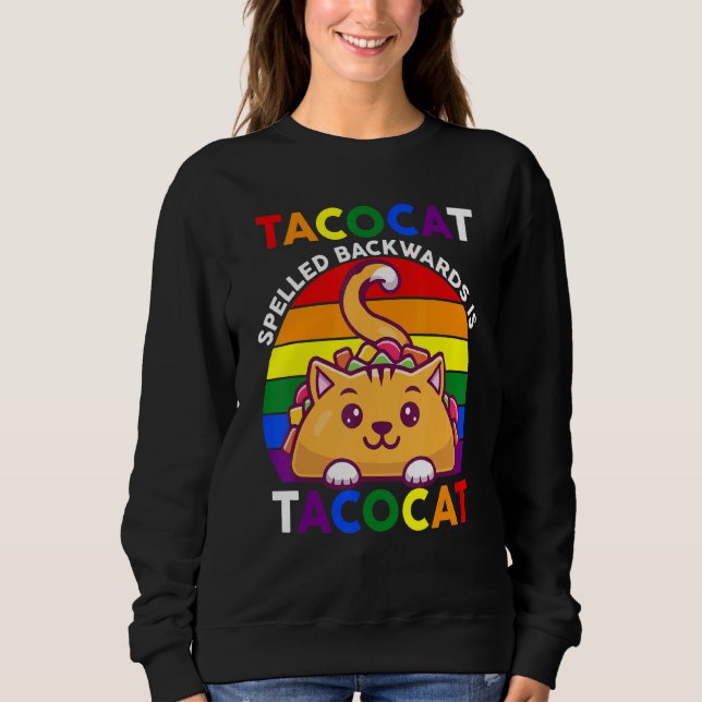 Moletom Taco Cat Escrito ao Contrário é Taco Cat Arco-íris (Frente)