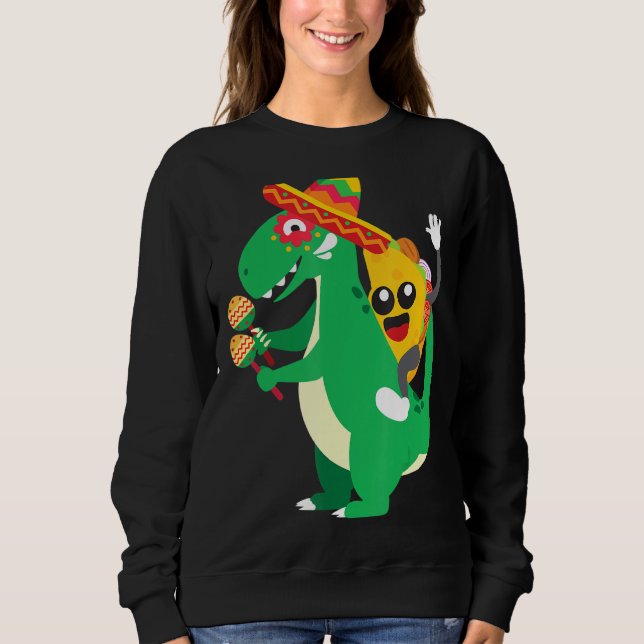 Moletom Taco Riding T Rex Cinco De Mayo Boy Son Taco (Frente)