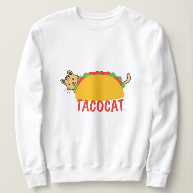 Moletom Tacocat Palindrome Taco Humor Novidade do Gato (Frente do Design)