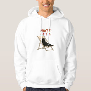 Moletom Talvez Mais Tarde Gato Preto na Cadeira de Praia