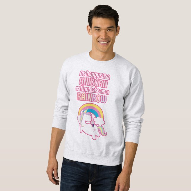 Moletom Tão Feliz Como Um Unicórnio Comendo Bolo Num Arco- (Frente Completa)