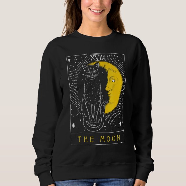 Moletom Tarot Card Crescent Moon And Cat Graphic (Frente)