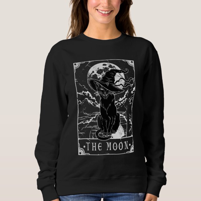 Moletom Tarot Card Crescent Moon E Black Cat Witat Hat (Frente)