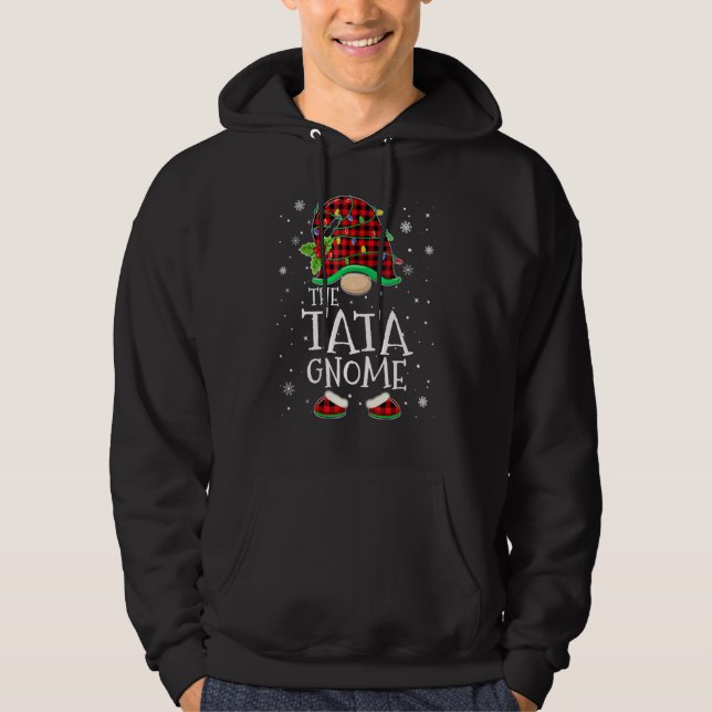 Moletom Tata Gnome Red Plaid Matching Family Christmas Paj (Frente)