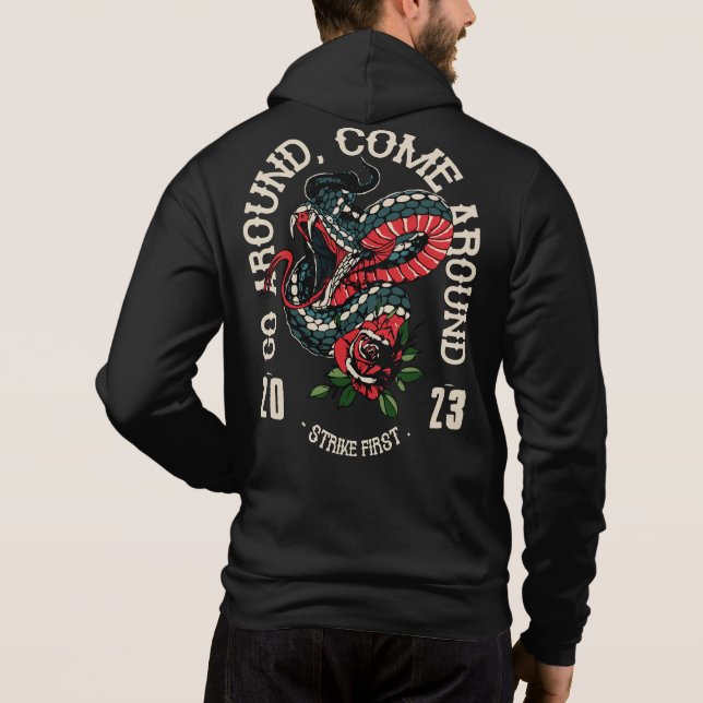 Moletom Tattoo go around . come around slogan serpent old  (Verso)