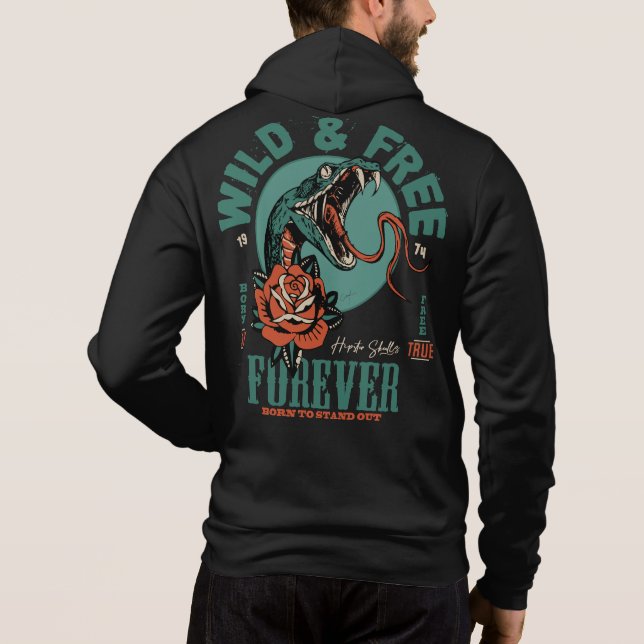 Moletom Tattoo snake serpent old school wild and free fore (Verso)
