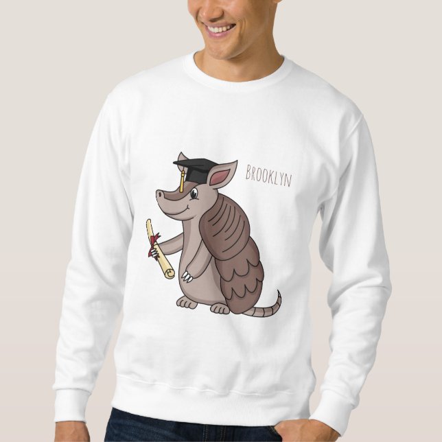 Moletom Tatu bonito com desenho de boné de formatura (Frente)