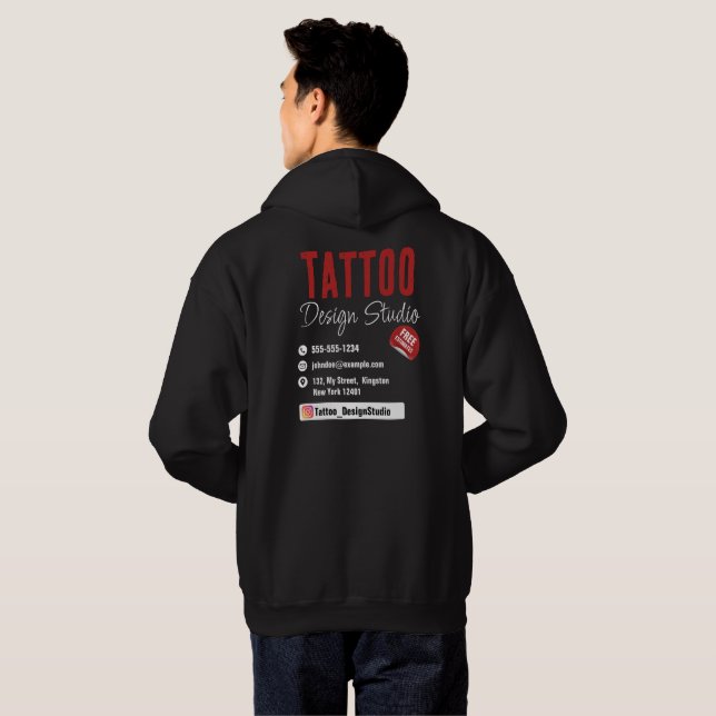 Moletom Tatuador Trendy Studio preto e vermelho (Parte Traseira Completa)