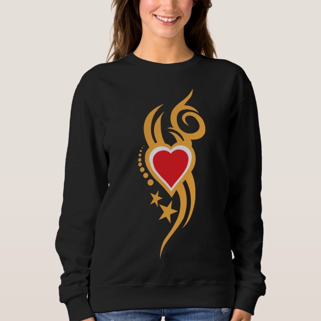 Moletom Tatuagem de Coração Floral Ornamentado (Frente)