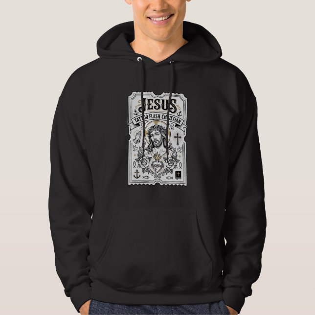 Moletom Tatuagem Jesus Flash Cristão Jesus Tatuagem Flash  (Frente)
