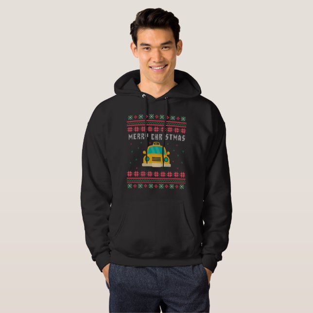 Moletom Taxi Cab Ugly Christmas Sweater (Frente Completa)