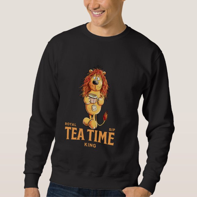 Moletom Tea Time King Lion Com Tea Mug Cartoon (Frente)