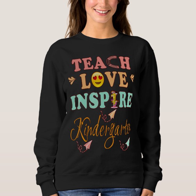 Moletom Teach Love Inspire Kindergarten History Teacher Es (Frente)