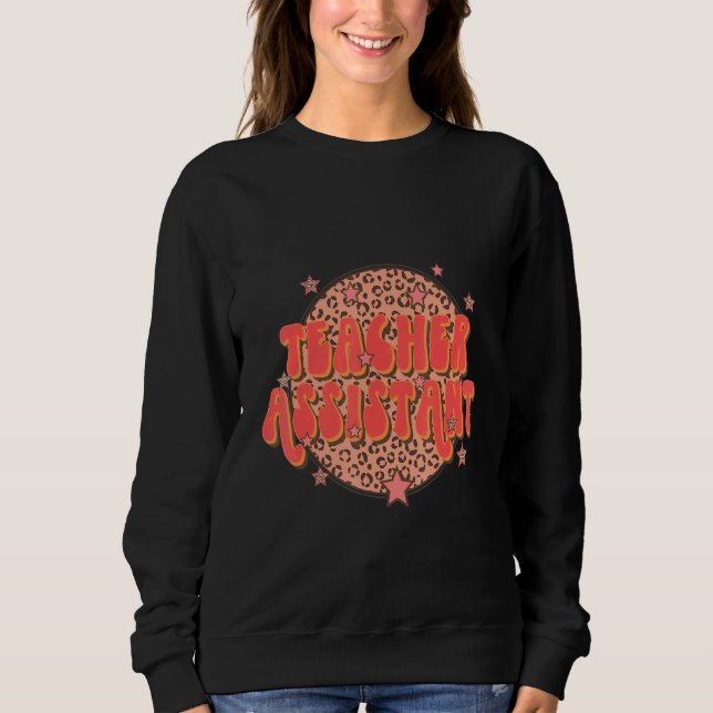 Moletom Teacher Assistant Groovy Leopard Teacher Appreciat (Frente)