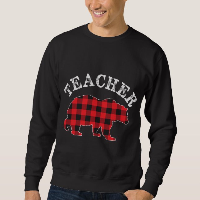 Moletom TéACHER Bear RED Black Buffalo Xadrez Mama Checker (Frente)