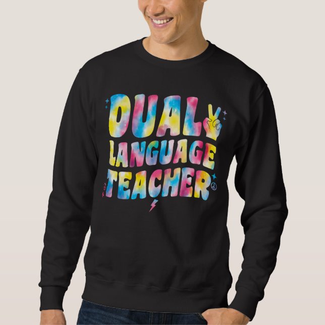 Moletom Teacher Em Língua Dupla Groovy Tie Dye (Frente)