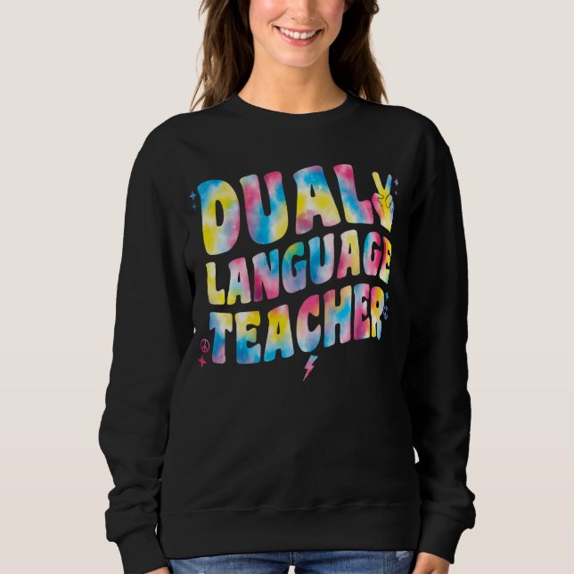 Moletom Teacher Em Língua Dupla Groovy Tie Dye (Frente)