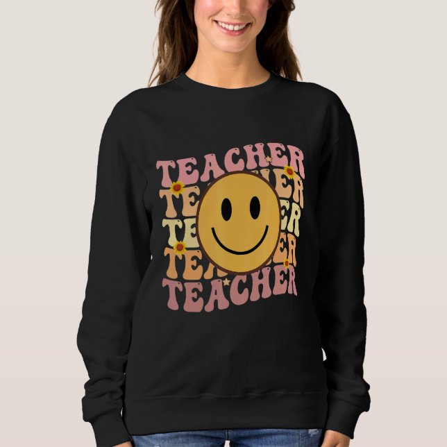 Moletom Teacher Groovy Retro Hippie 3 (Frente)