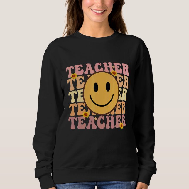 Moletom Teacher Groovy Retro Hippie 4 (Frente)