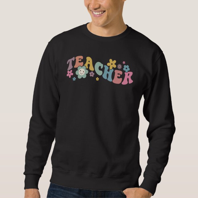 Moletom Teacher Kindergarten  Teacher  Women Flowers Retro (Frente)