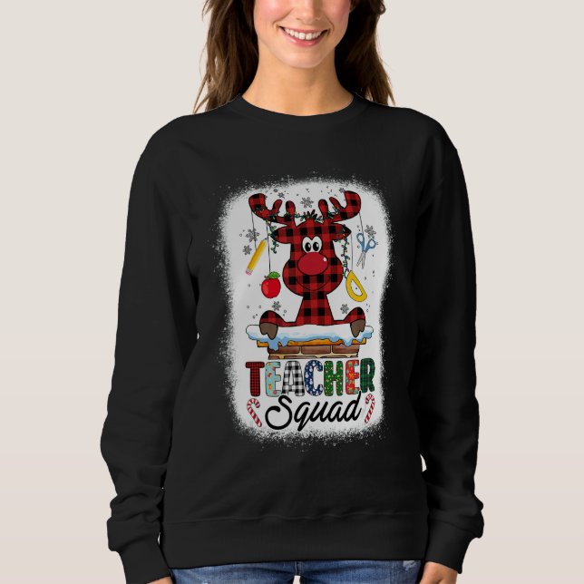 Moletom Teacher Squad Reindeer Bleached   Teacher Christma (Frente)