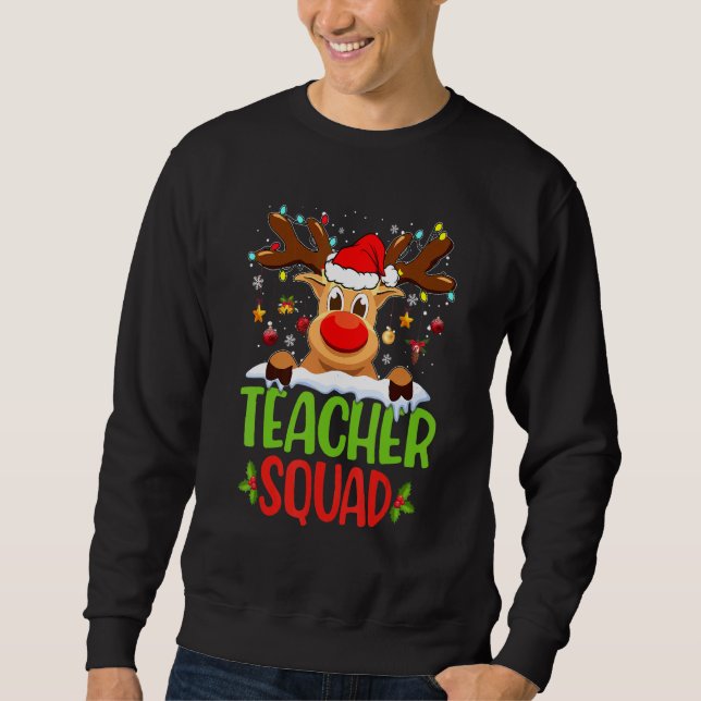 Moletom Teacher Squad Santa Reindeer Christmas Lights Xmas (Frente)
