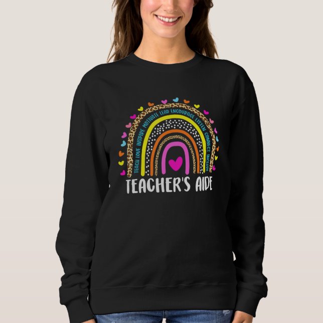 Moletom Teacher's Aide Boho Leopard Rainbow back to school (Frente)