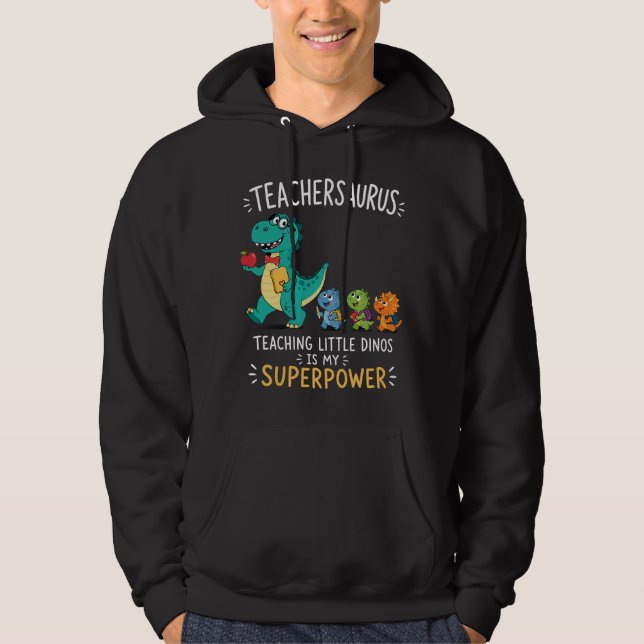 Moletom Teachersaurus humor de professor com pequenos dino (Frente)