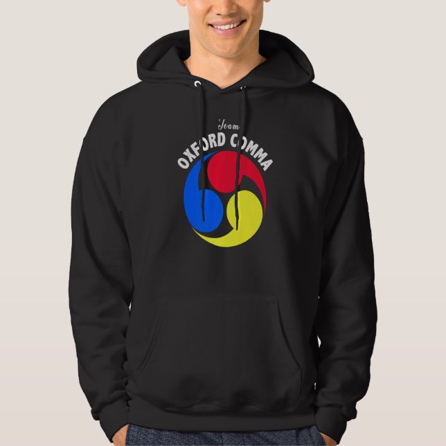 Moletom Team Oxford Comma Engraçado Clube de Nerd de Gramá (Frente)