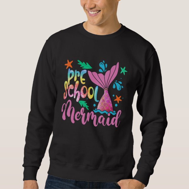 Moletom Team Preschool Mermaid  Back To School Teacher Gir (Frente)