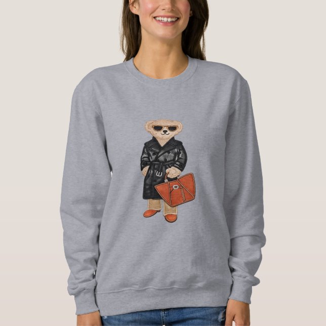 Moletom Teddy Estiloso em Moda de Urso Chic com Trench Coa (Frente)