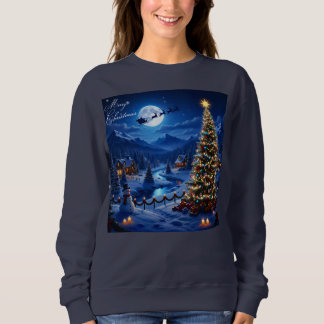 Moletom Tema de Cenário Exterior de Árvore de Natal